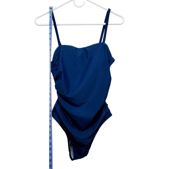 Womens Blue One-Piece Swimsuit With Adjustable Straps & Ruched Details Size S - Picture 8 of 9